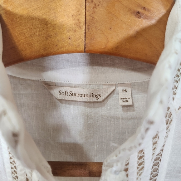 Soft Surroundings Bohemian Off White Lace-Trimmed Blouse Office Business Work - Picture 5 of 12